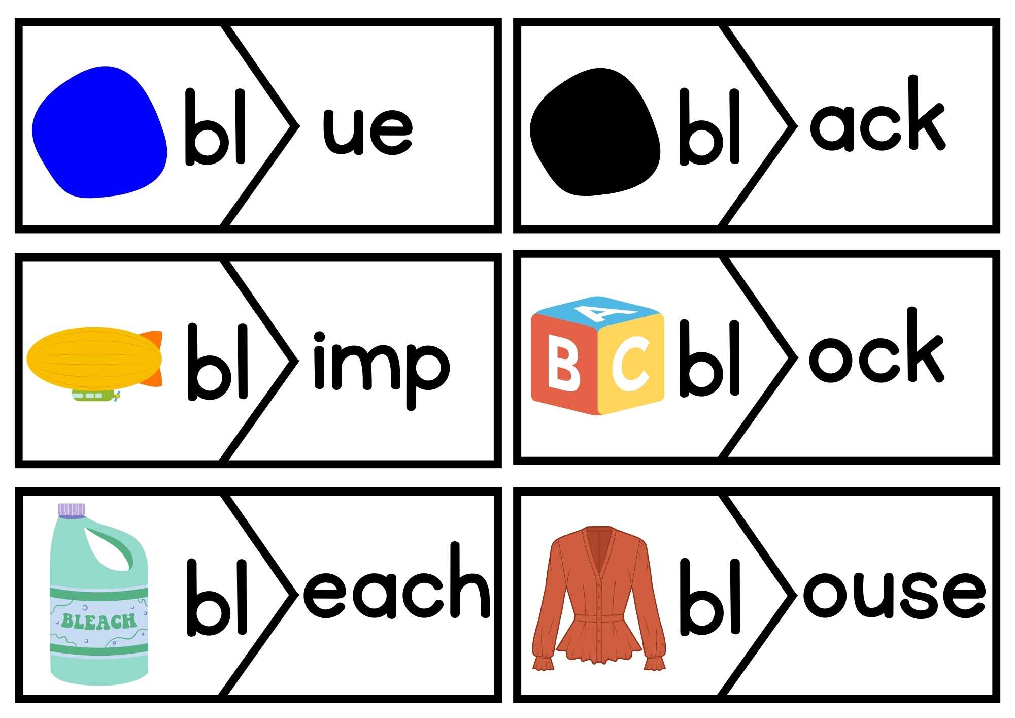 BL Beginning Blends Puzzle Match Phonics Set 1